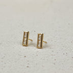 18k Gold Filled Colored Split Baguette Stud Earring