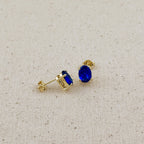 18k Gold Filled Oval Sapphire CZ Stud Earrings
