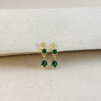 18k Gold Filled Colored CZ Mixed Shapes Drop Earrings