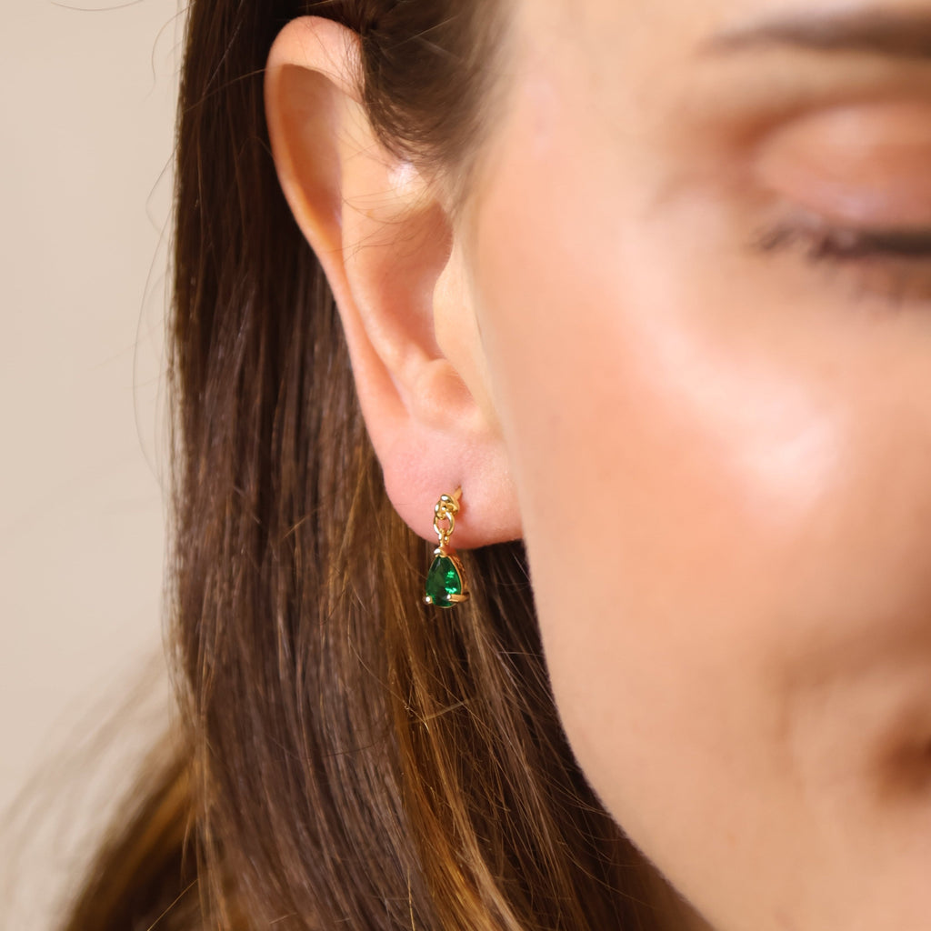 18k Gold Filled Colored CZ Teardrop Earrings