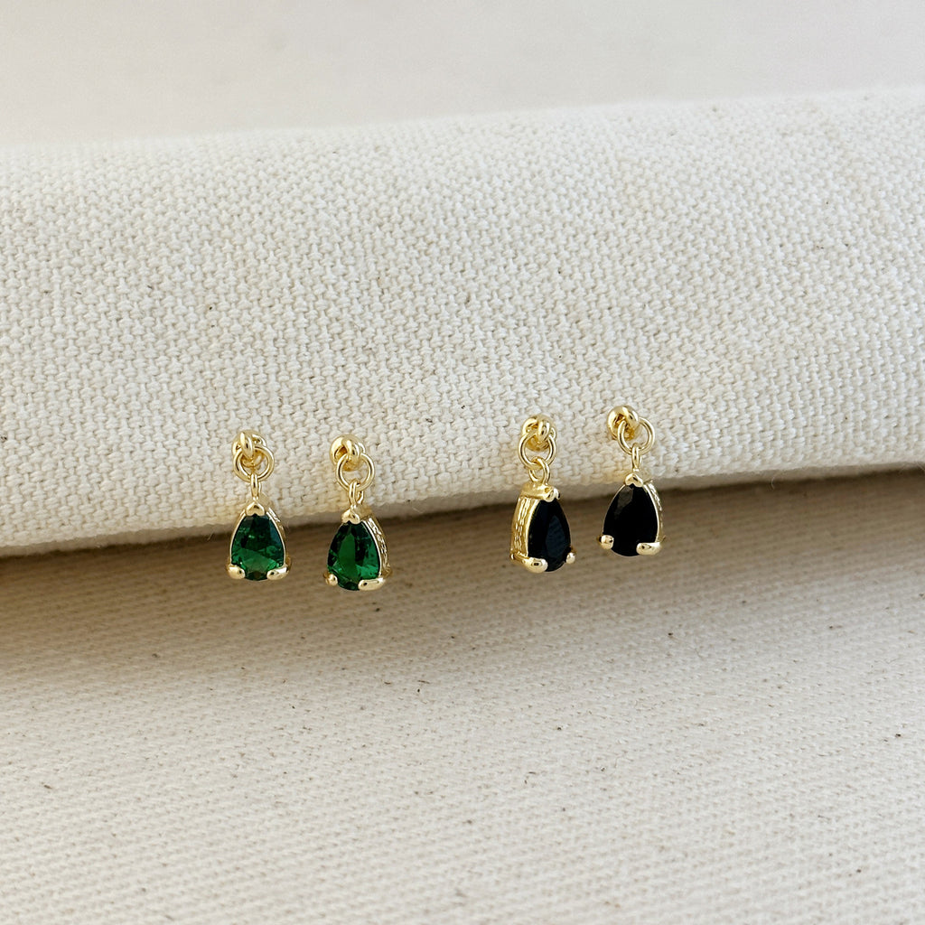 18k Gold Filled Colored CZ Teardrop Earrings