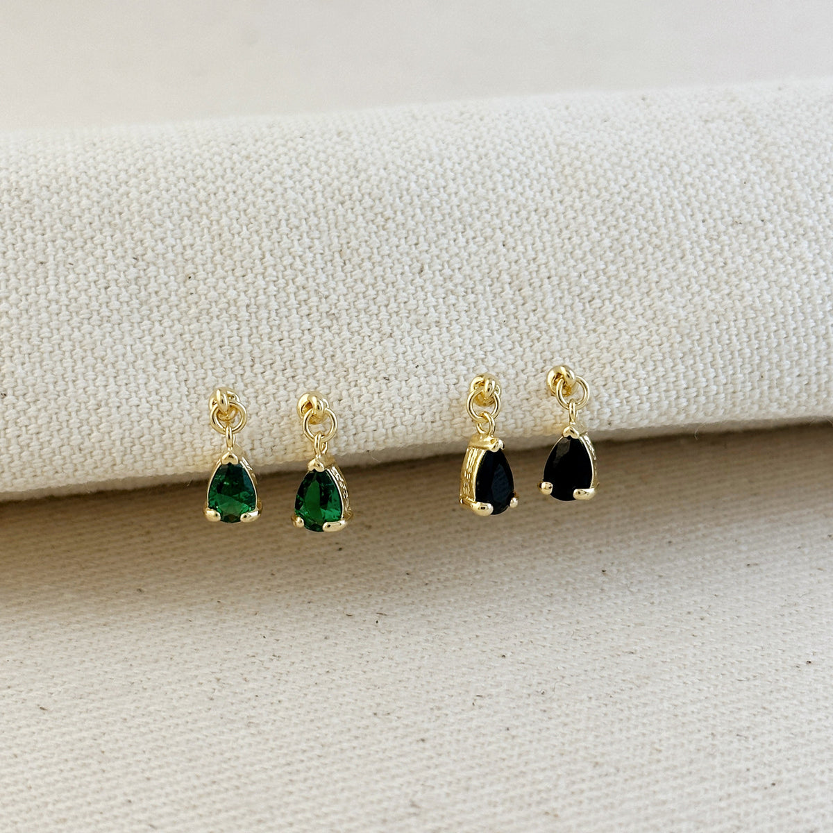18k Gold Filled Colored CZ Teardrop Earrings