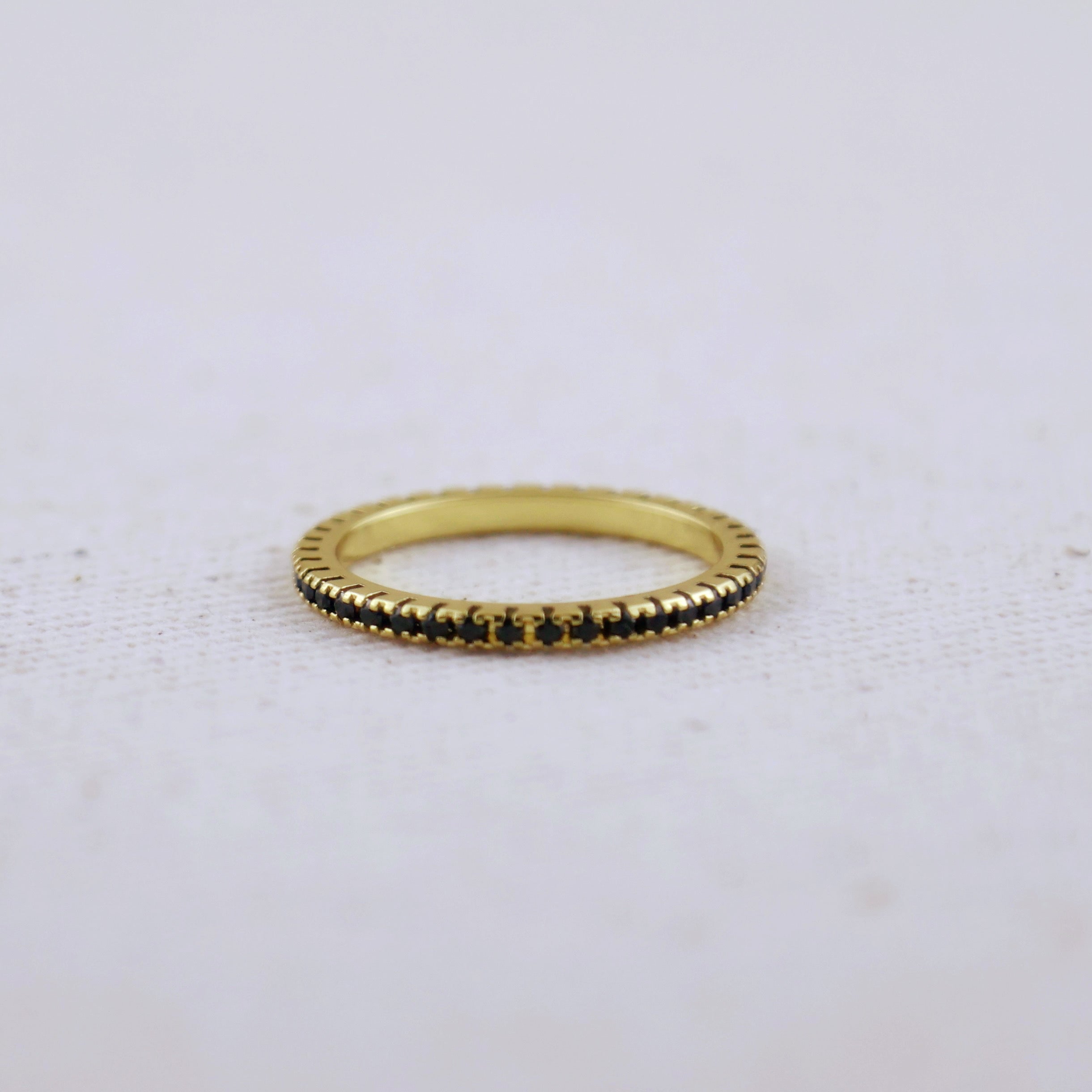 Mondsee 18k Gold Filled Diamond Color Eternity Micro Cubic Zirconia Stone Ring - Emerald and Black Colors Available | 18k Gold Filled Jewelry