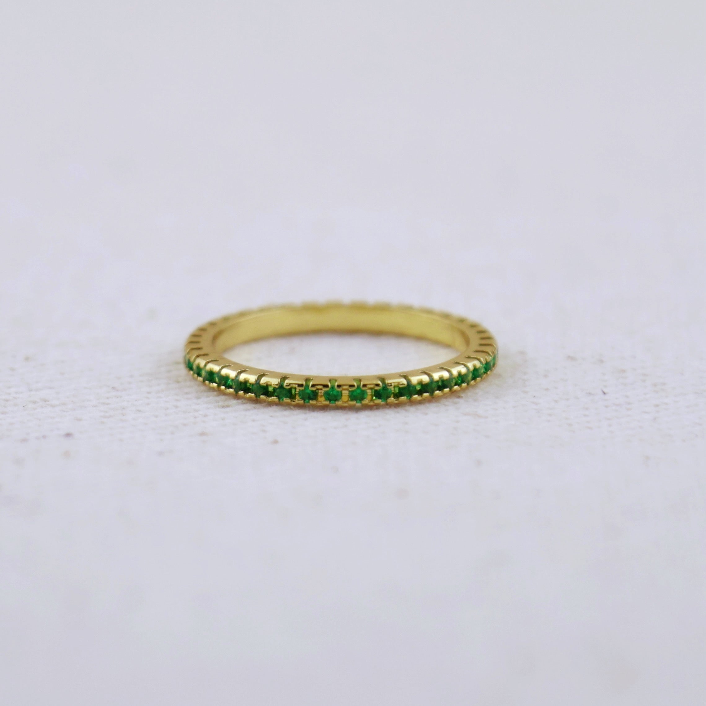 Mondsee 18k Gold Filled Diamond Color Eternity Micro Cubic Zirconia Stone Ring - Emerald and Black Colors Available | 18k Gold Filled Jewelry