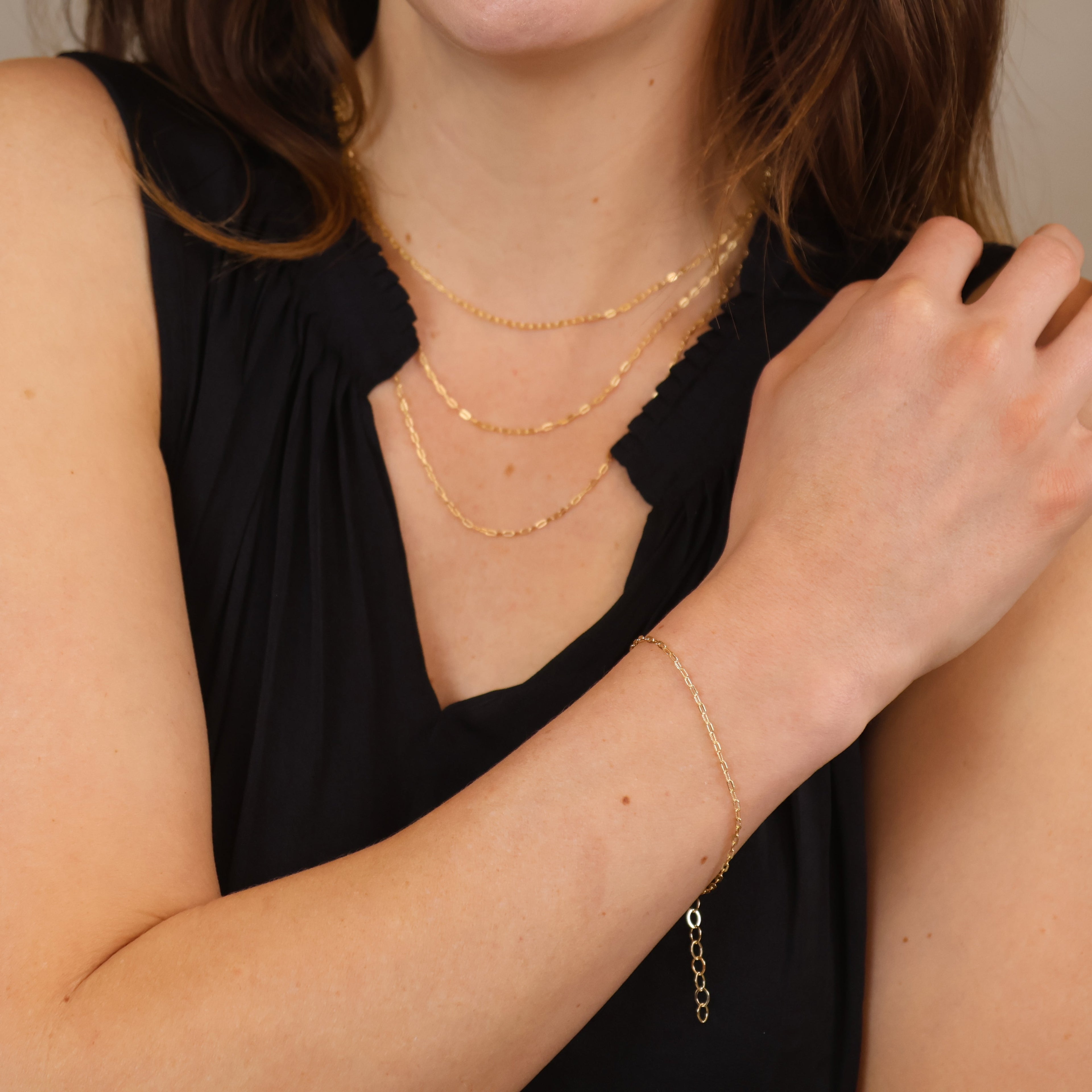 Mondsee 18k Gold Filled Mini Diamond Cut Paperclip Chain Bracelet | 18k Gold Filled Jewelry
