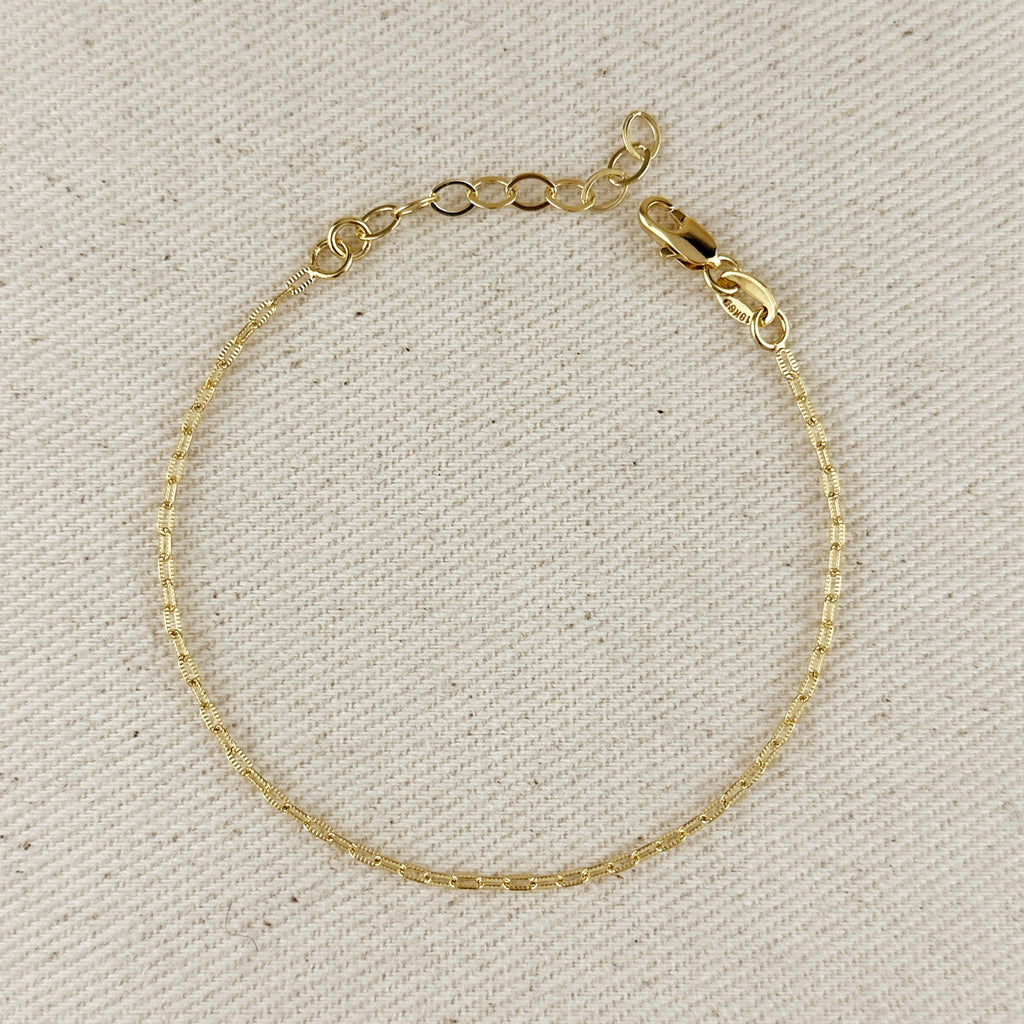 Mondsee 18k Gold Filled Mini Diamond Cut Paperclip Chain Bracelet | 18k Gold Filled Jewelry