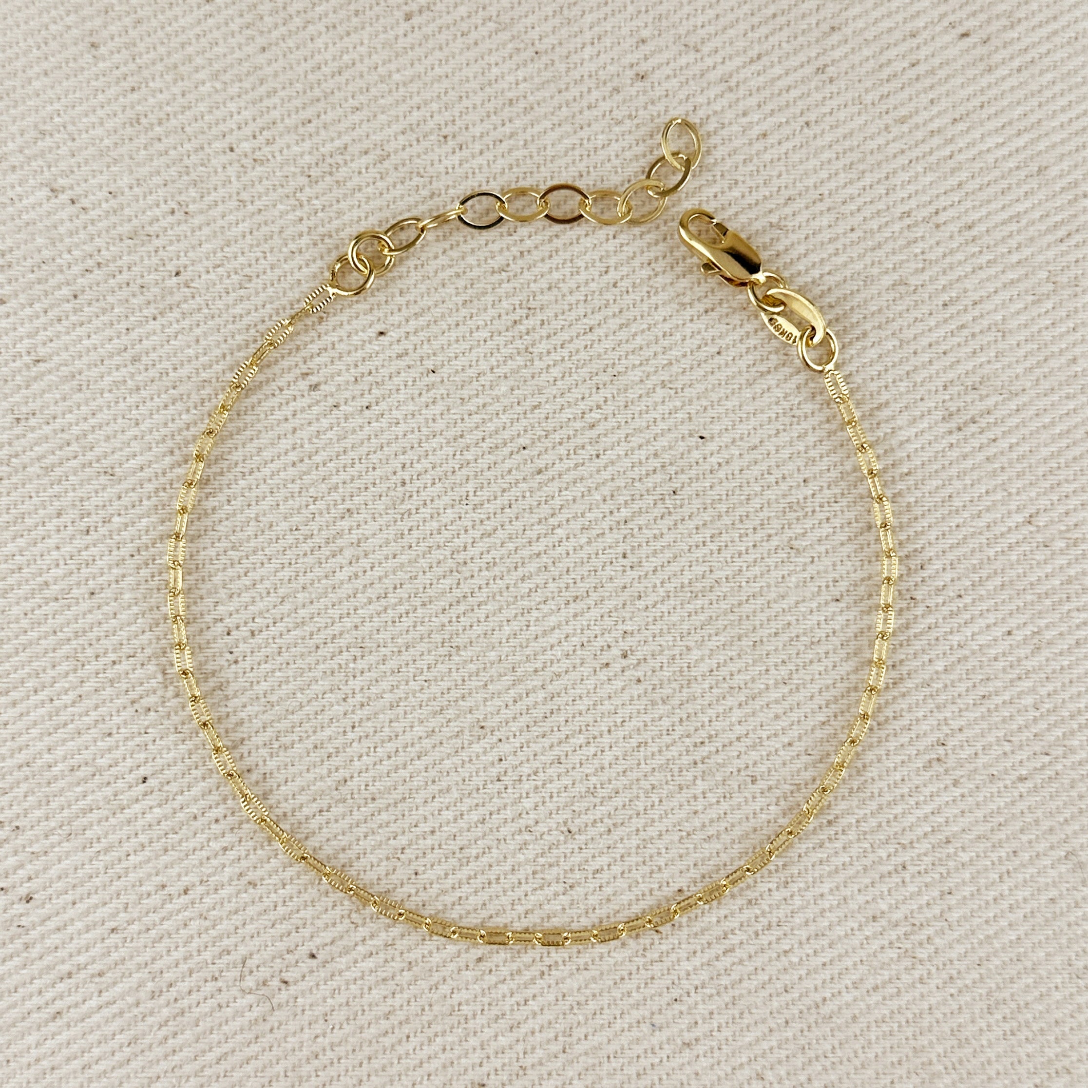Mondsee 18k Gold Filled Mini Diamond Cut Paperclip Chain Bracelet | 18k Gold Filled Jewelry