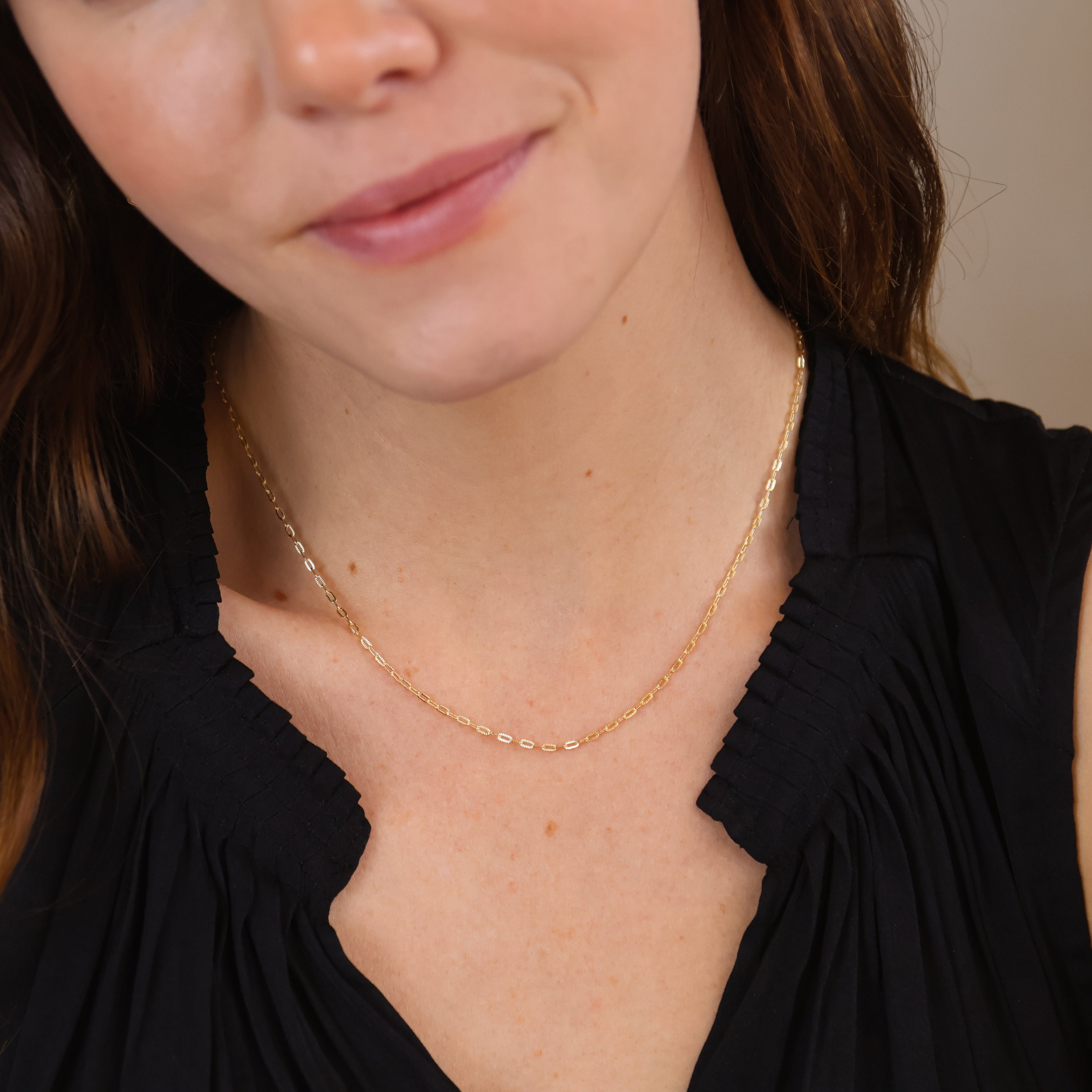 Mondsee 18k Gold Filled Mini Diamond Cut Paperclip Chain | 18k Gold Filled Jewelry
