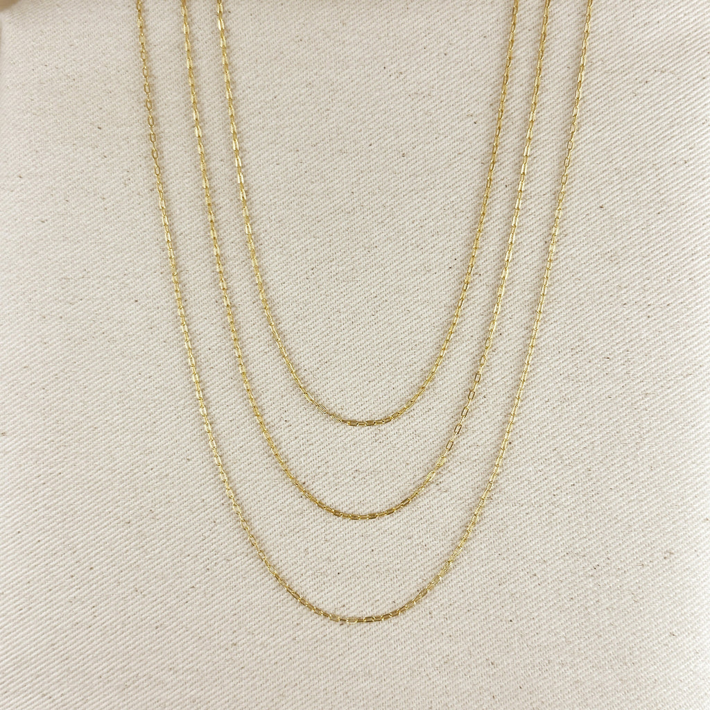 Mondsee 18k Gold Filled Mini Diamond Cut Paperclip Chain | 18k Gold Filled Jewelry