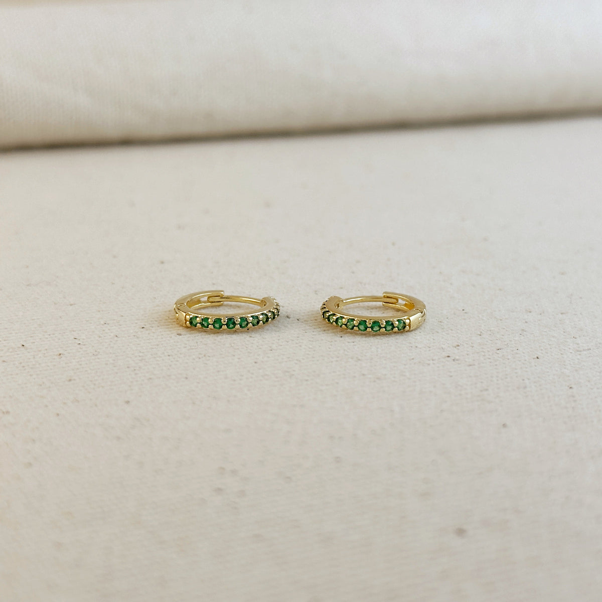 18k Gold Filled Colored CZ Hoop Earrings – Emerald