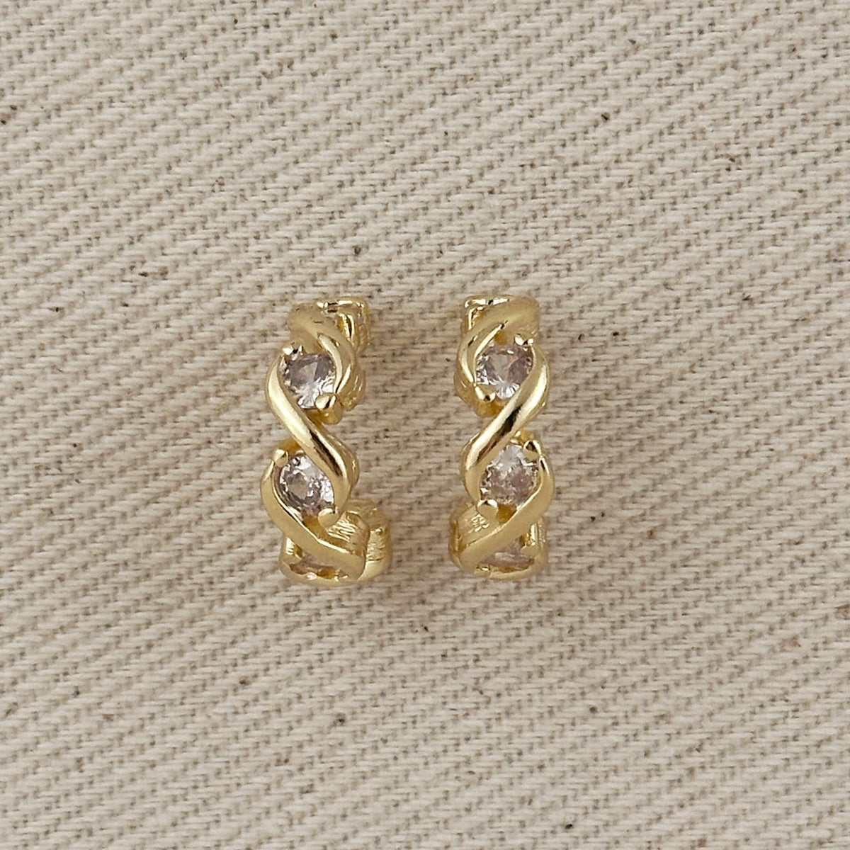 18k Gold Filled Infinity CZ C-Hoop Earrings