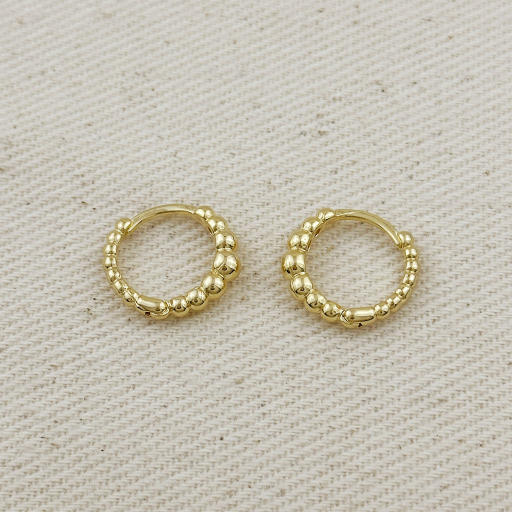 18k Gold Filled 15mm Gradient Beaded Clicker Hoop Earrings