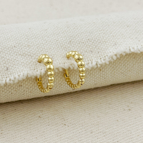 18k Gold Filled 15mm Gradient Beaded Clicker Hoop Earrings by Mondsee Jewelry