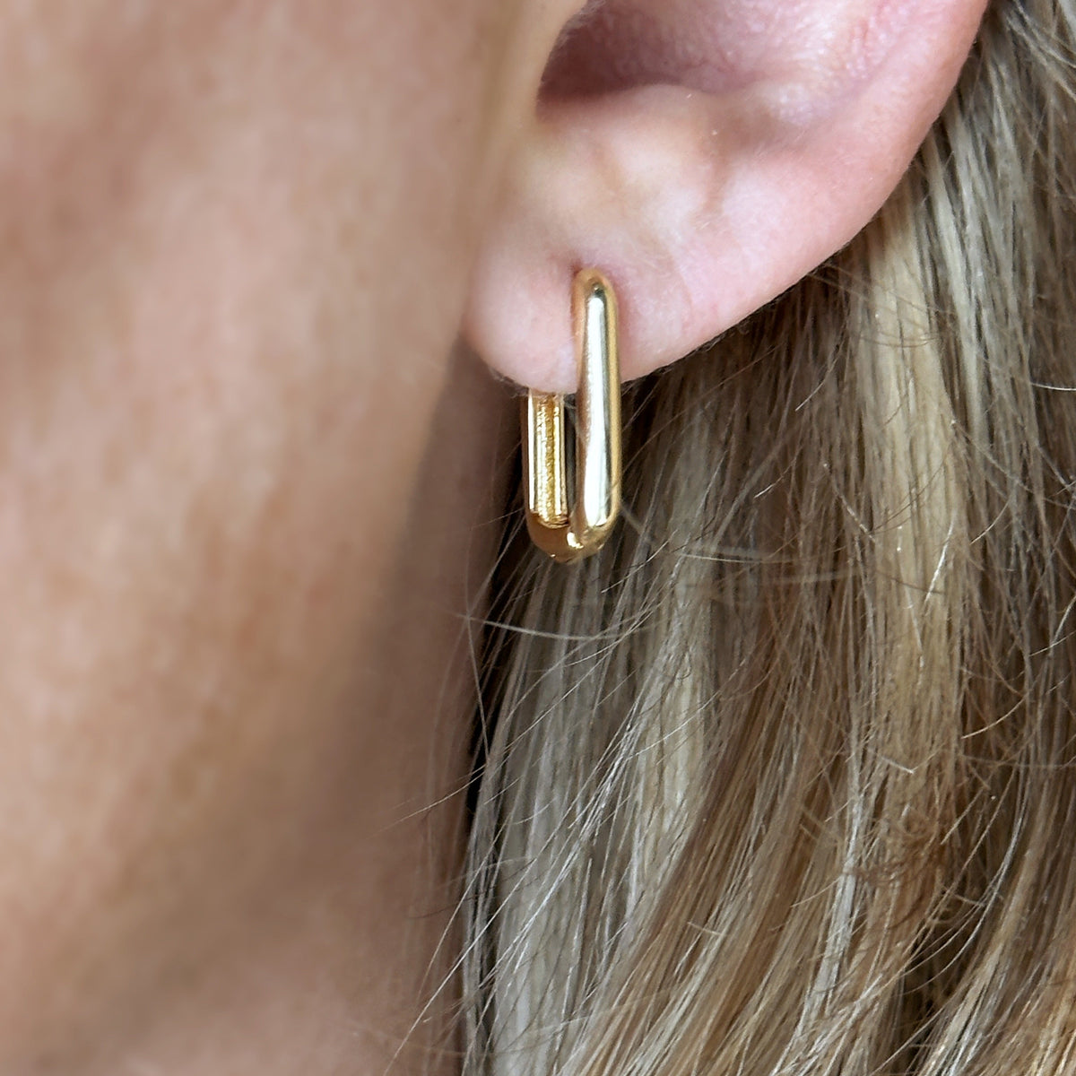 18k Gold Filled Oblong Hoop Earrings