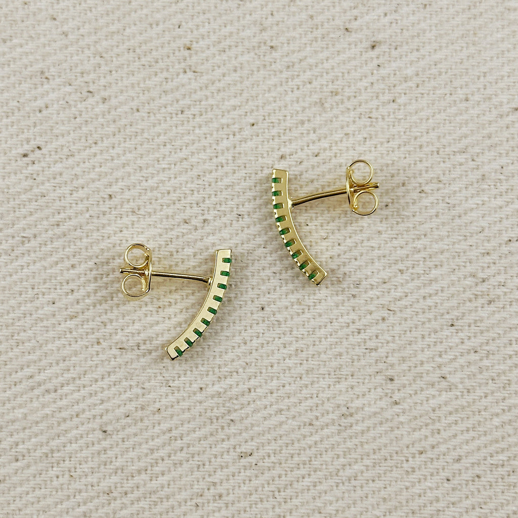 18k Gold Filled CZ Thin Line Stud