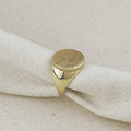 18k Gold Filled Rounded Brushed Top Ring With CZ Stones