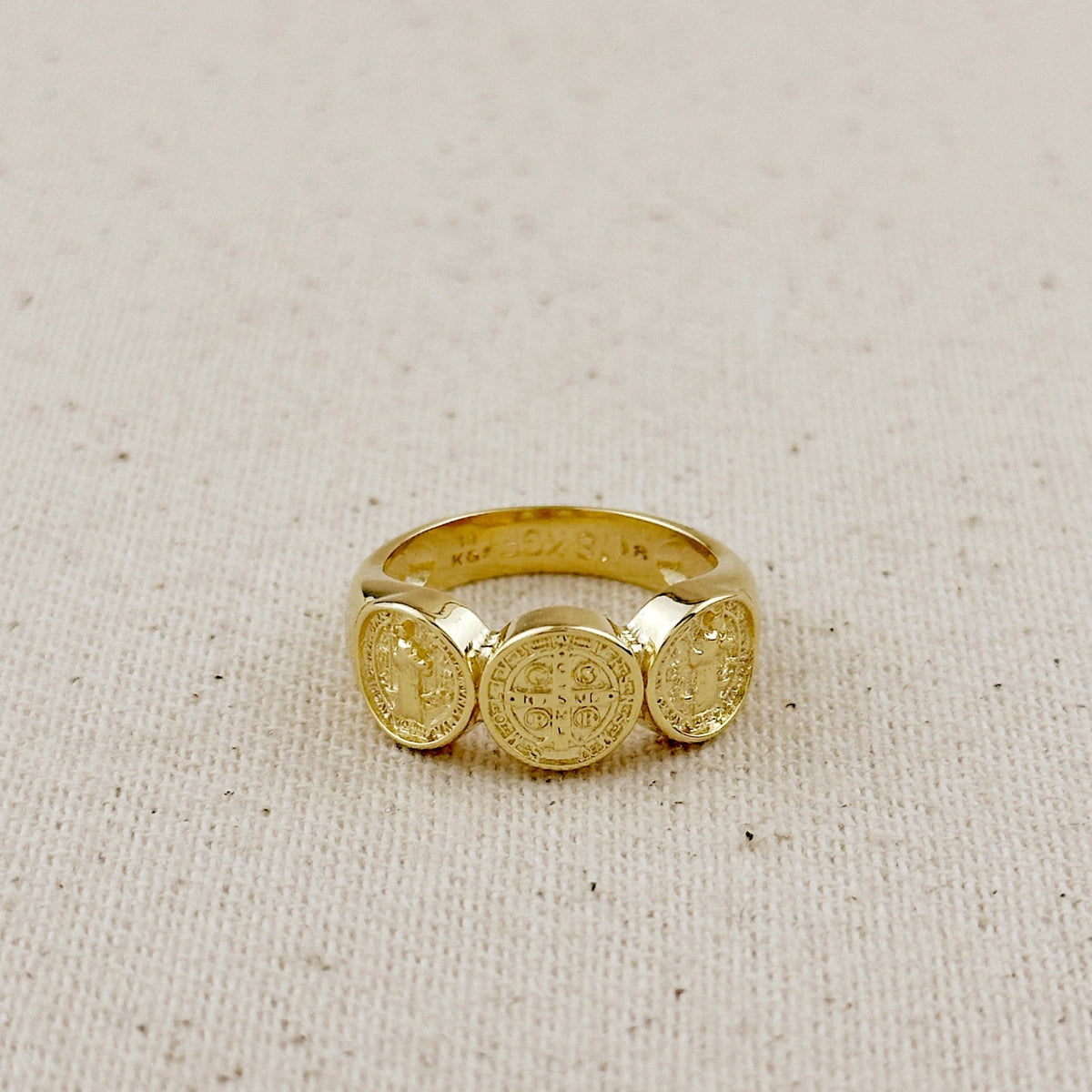 18k Gold Filled Triple Saint Benedict Ring
