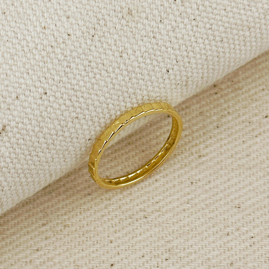 Mondsee 18k Gold Filled 2mm Diamond Cut Band Ring | 18k Gold Filled Jewelry