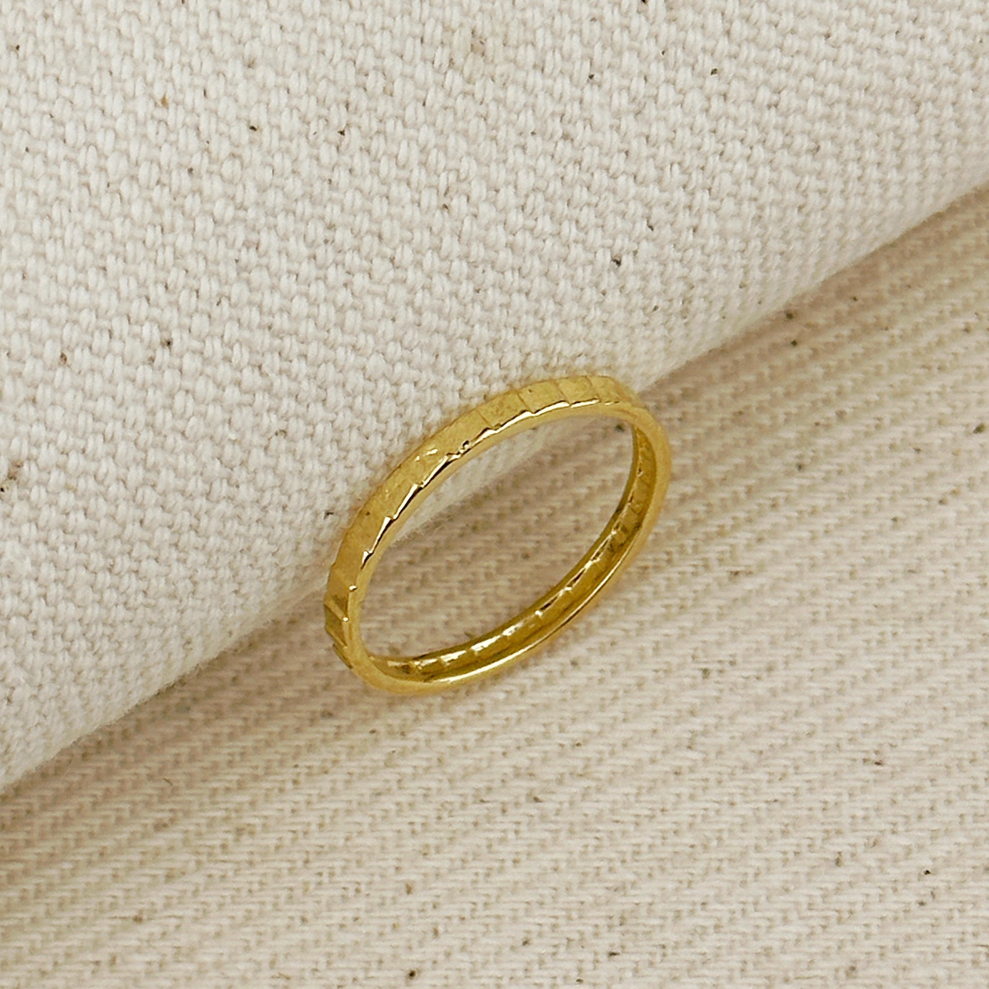 Mondsee 18k Gold Filled 2mm Diamond Cut Band Ring | 18k Gold Filled Jewelry