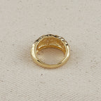 18k Gold Filled Hammered Moon Ring With CZ Stones