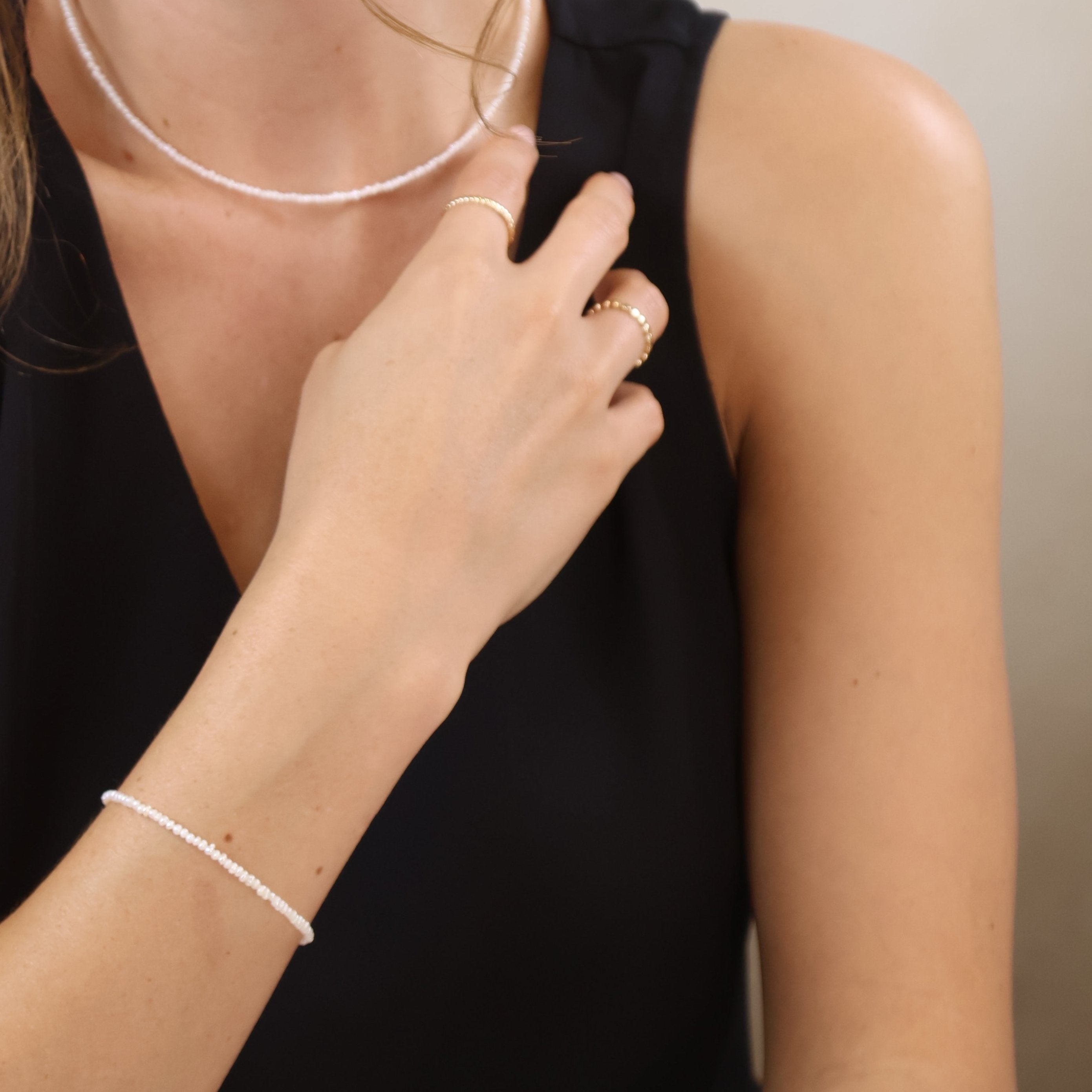 Mondsee 9k Gold Micro Fresh Water Pearls Bracelet | 18k Gold Filled Jewelry