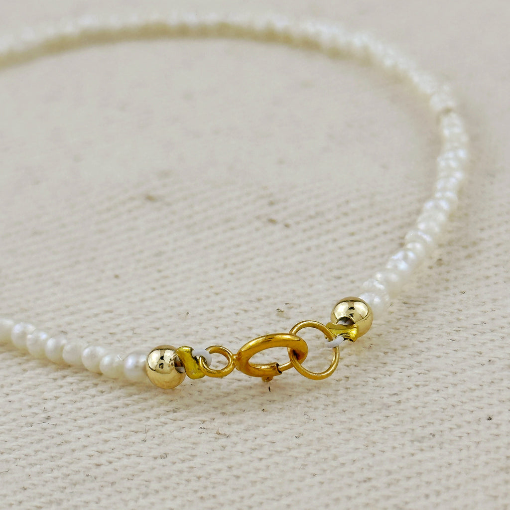 Mondsee 9k Gold Micro Fresh Water Pearls Bracelet | 18k Gold Filled Jewelry