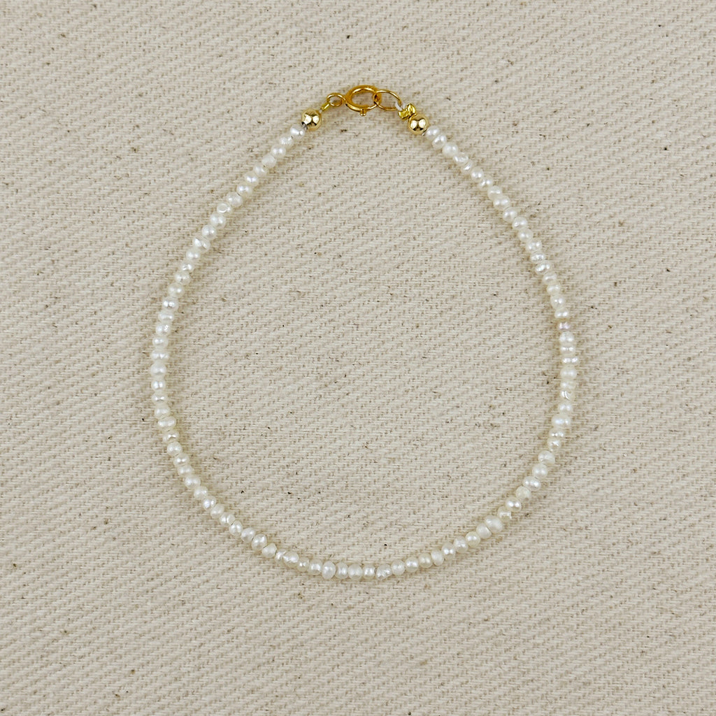 Mondsee 9k Gold Micro Fresh Water Pearls Bracelet | 18k Gold Filled Jewelry