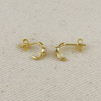 18k Gold Filled Solitaire Bezel CZ C-Hoop Earrings