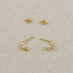 18k Gold Filled Solitaire Bezel CZ C-Hoop Earrings