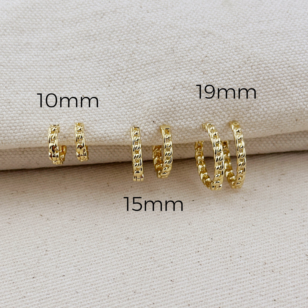 Mondsee 18k Gold Filled 2mm Cuban Chain Clicker Hoop Earrings | 18k Gold Filled Jewelry