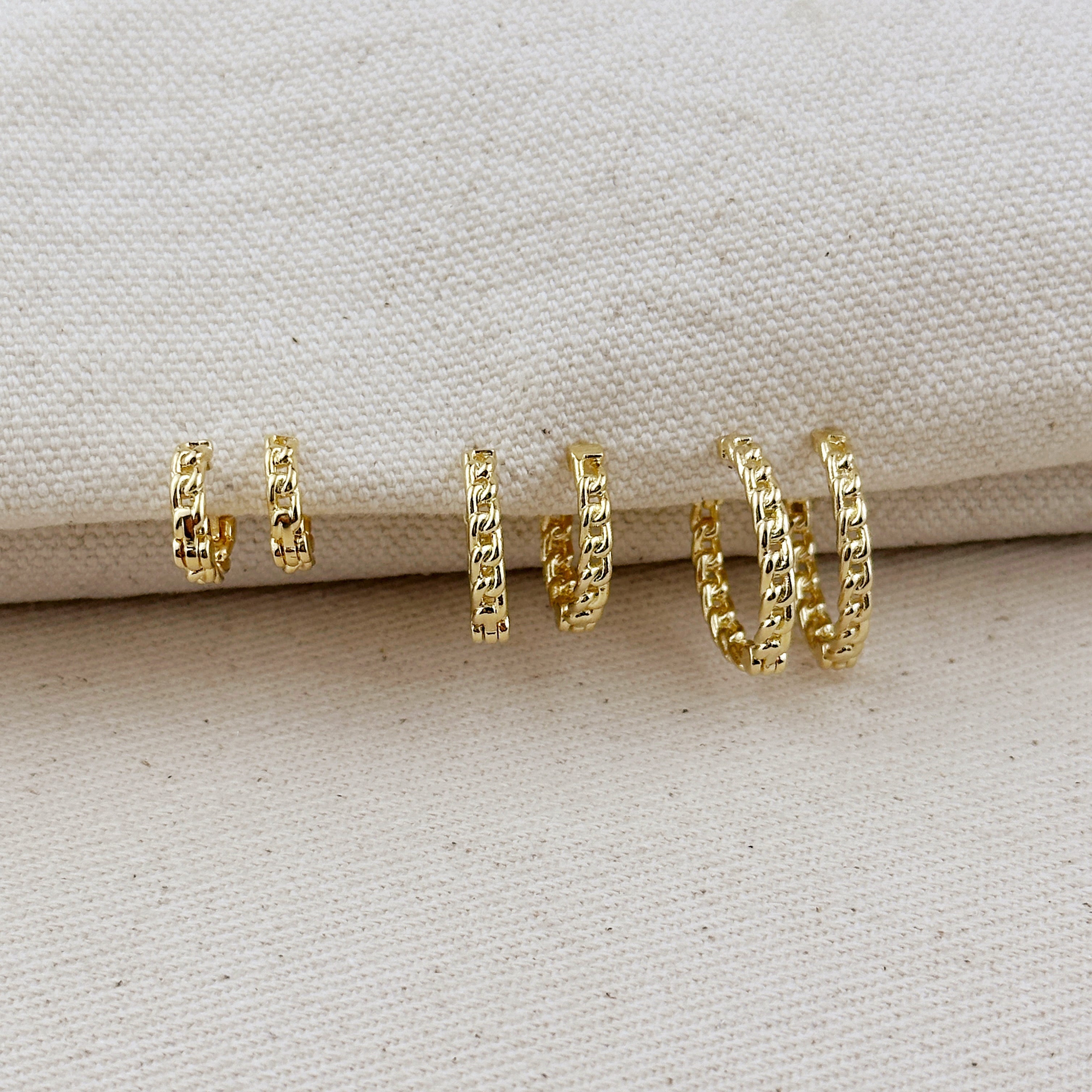 Mondsee 18k Gold Filled 2mm Cuban Chain Clicker Hoop Earrings | 18k Gold Filled Jewelry