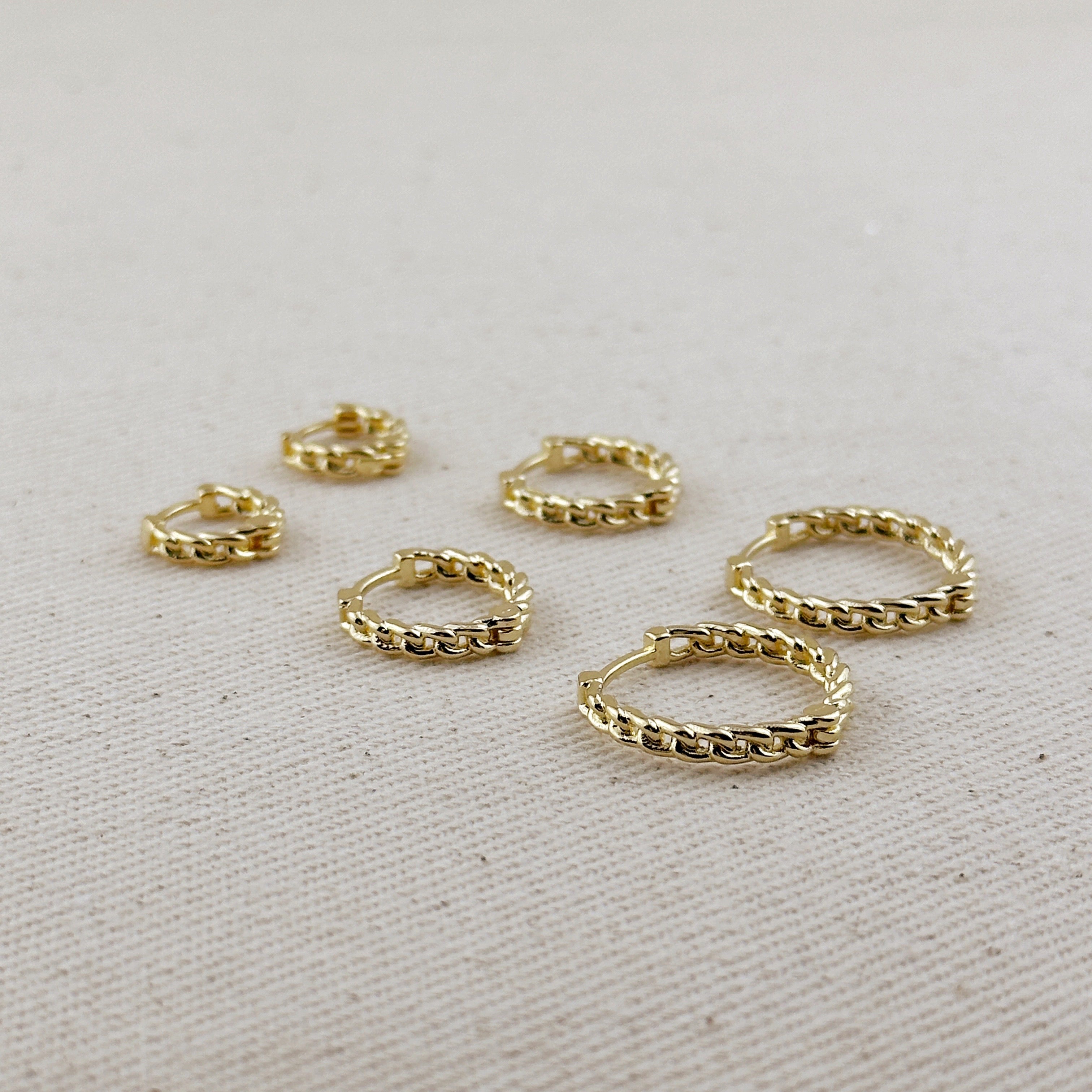 Mondsee 18k Gold Filled 2mm Cuban Chain Clicker Hoop Earrings | 18k Gold Filled Jewelry