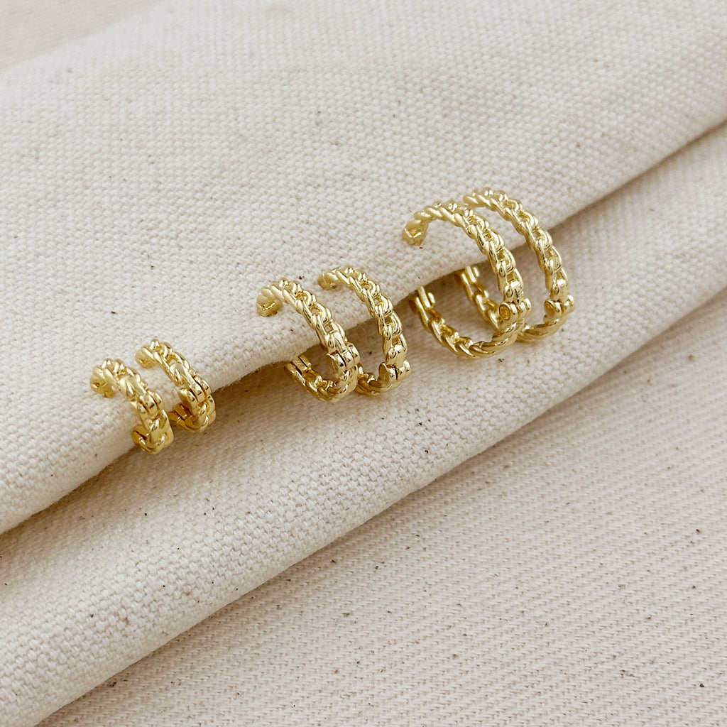 Mondsee 18k Gold Filled 2mm Cuban Chain Clicker Hoop Earrings | 18k Gold Filled Jewelry