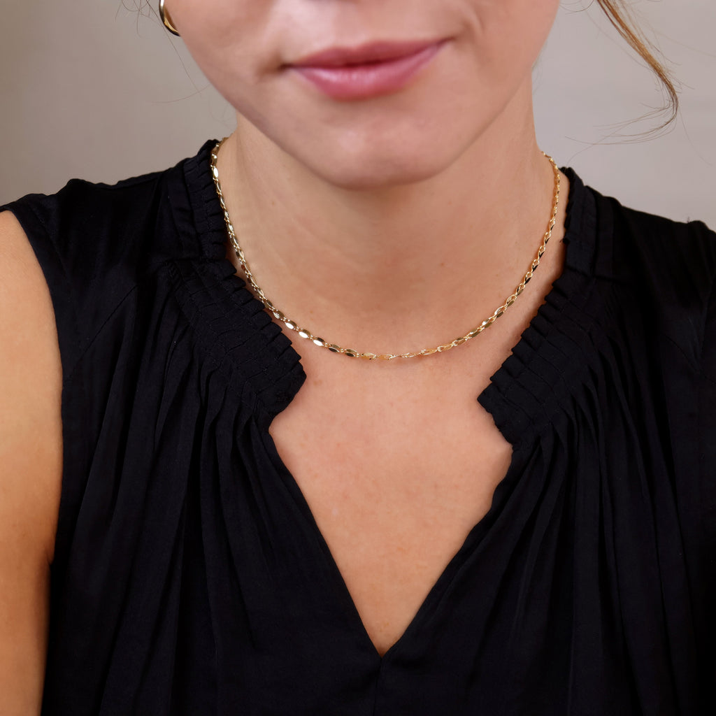 Mondsee 18k Gold Filled 3mm Fancy Chain Necklace | 18k Gold Filled Jewelry
