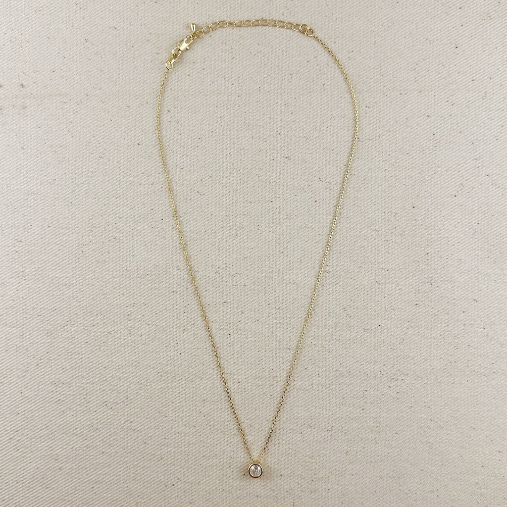 Mondsee 18k Gold Filled Solitaire CZ Necklace | 18k Gold Filled Jewelry
