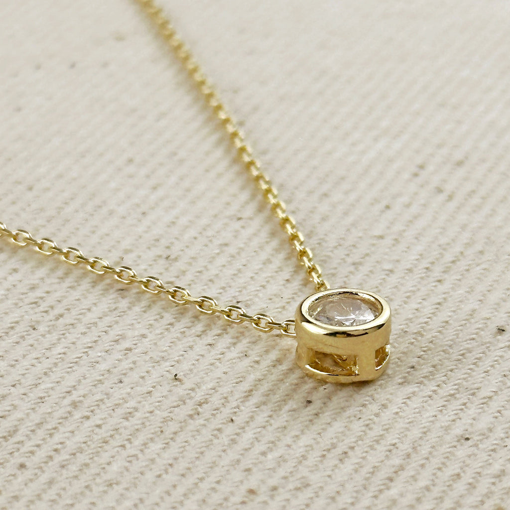 Mondsee 18k Gold Filled Solitaire CZ Necklace | 18k Gold Filled Jewelry