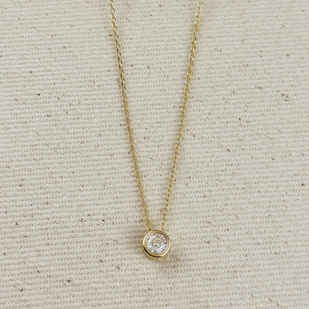 Mondsee 18k Gold Filled Solitaire CZ Necklace | 18k Gold Filled Jewelry