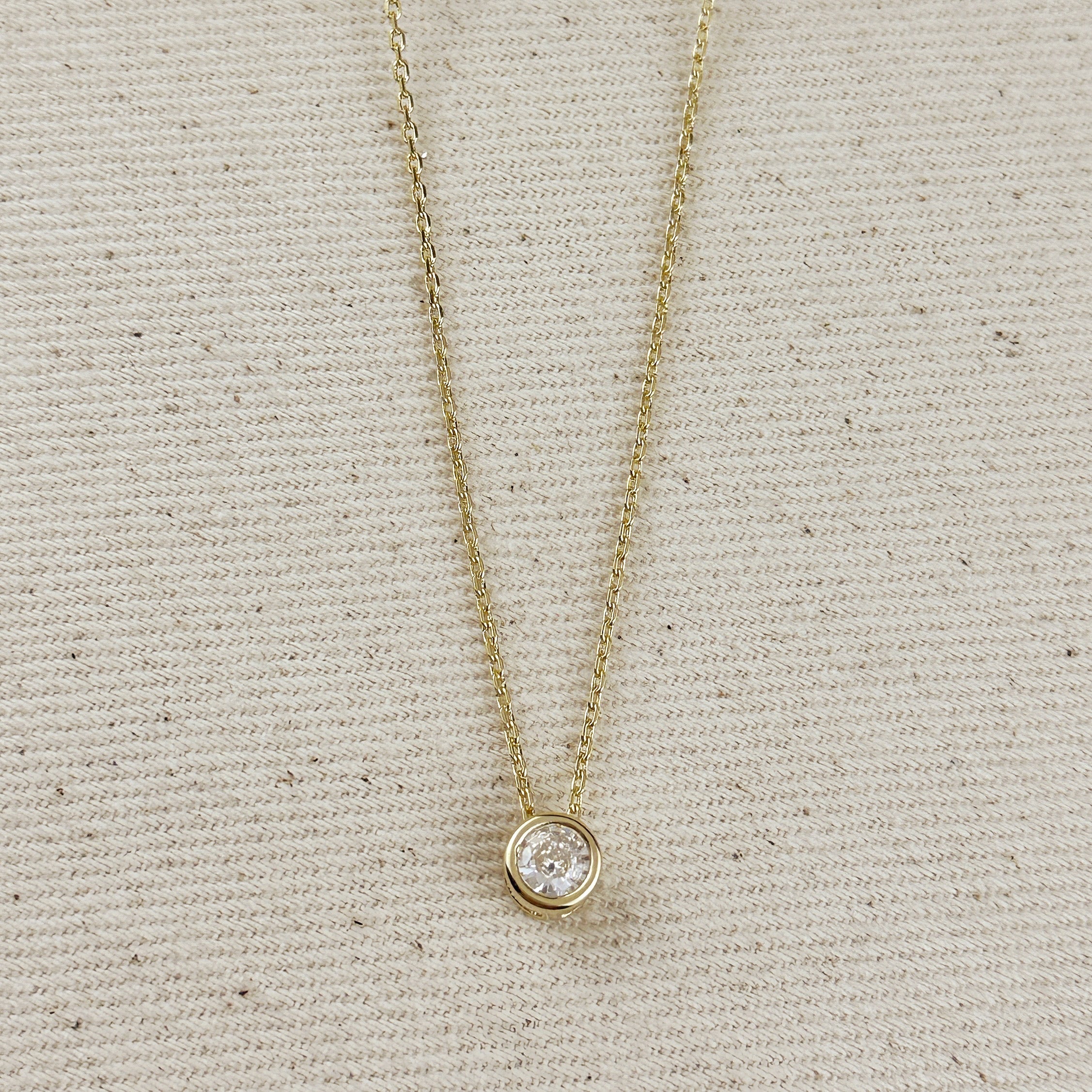 Mondsee 18k Gold Filled Solitaire CZ Necklace | 18k Gold Filled Jewelry