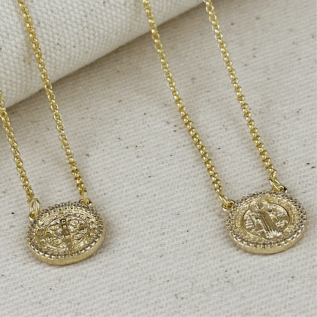 Mondsee 18k Gold Filled Saint Benedict Scapular Necklace | 18k Gold Filled Jewelry