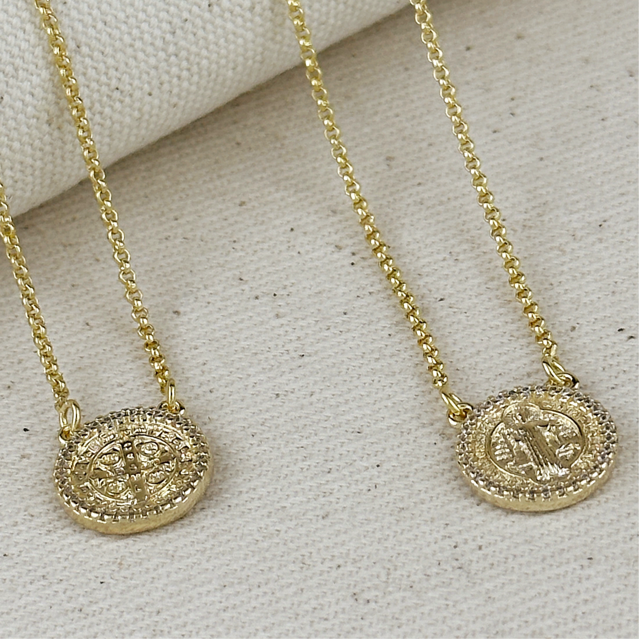 Mondsee 18k Gold Filled Saint Benedict Scapular Necklace | 18k Gold Filled Jewelry