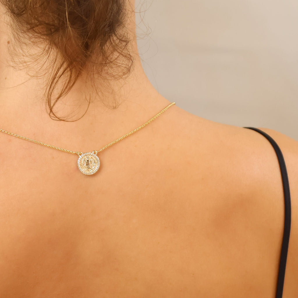 Mondsee 18k Gold Filled Saint Benedict Scapular Necklace | 18k Gold Filled Jewelry