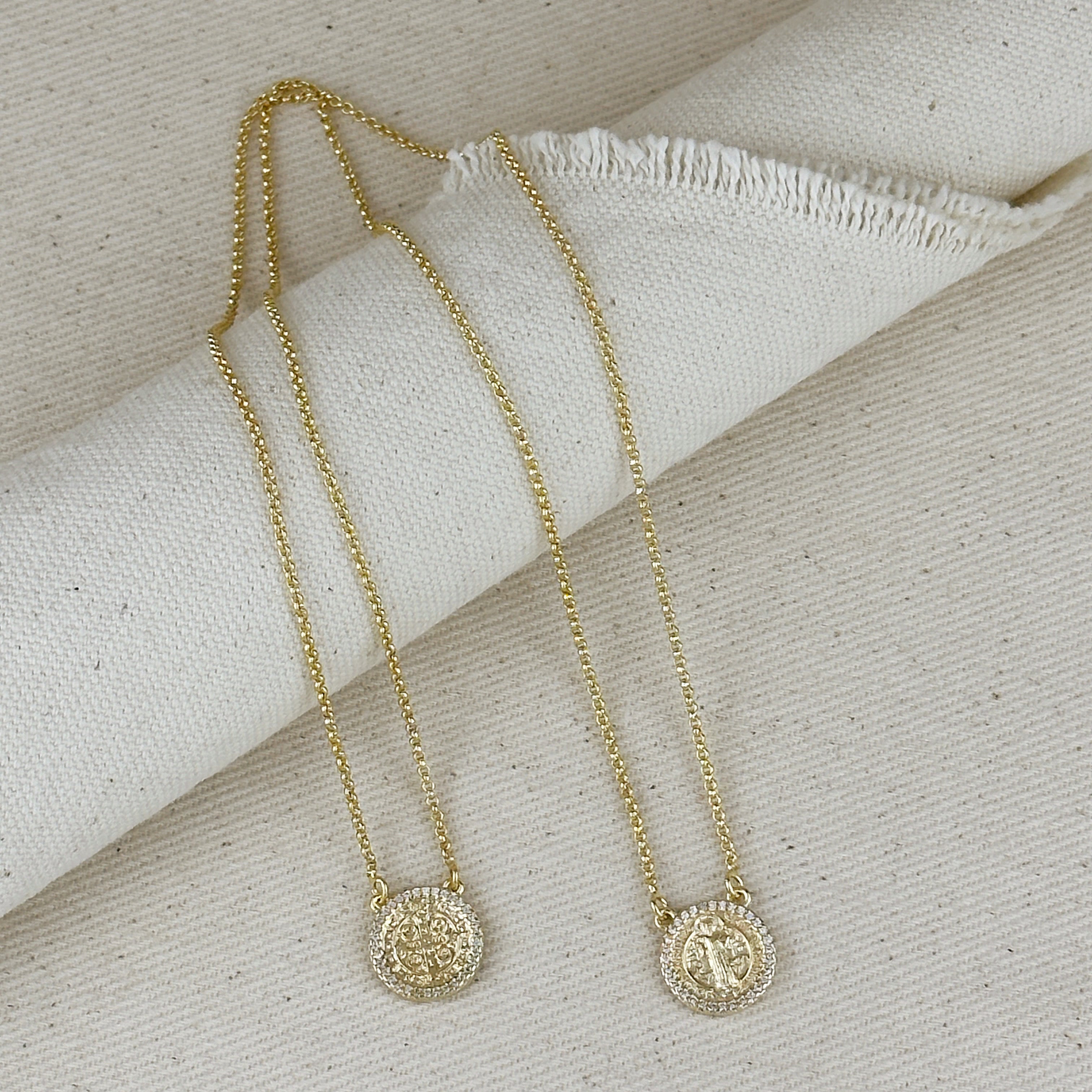 Mondsee 18k Gold Filled Saint Benedict Scapular Necklace | 18k Gold Filled Jewelry