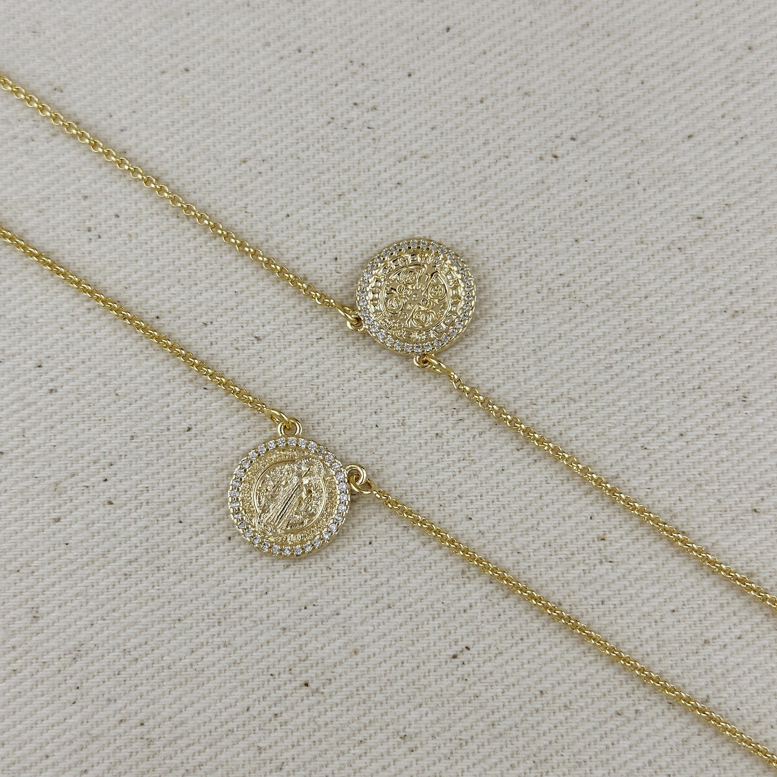 Mondsee 18k Gold Filled Saint Benedict Scapular Necklace | 18k Gold Filled Jewelry