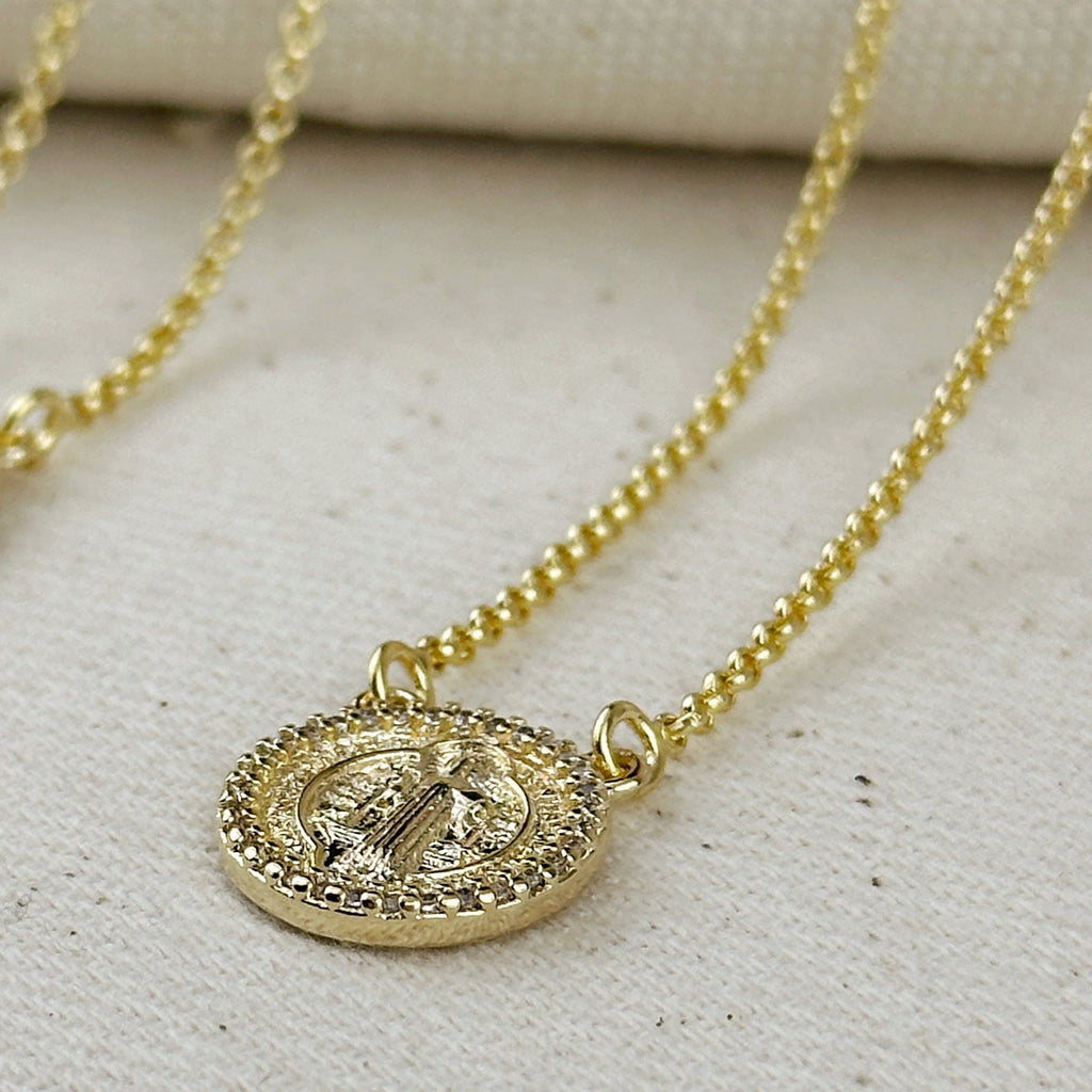 Mondsee 18k Gold Filled Saint Benedict Scapular Necklace | 18k Gold Filled Jewelry