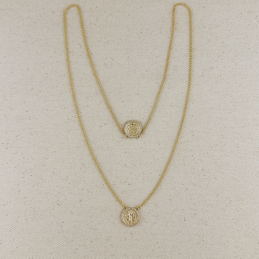 Mondsee 18k Gold Filled Saint Benedict Scapular Necklace | 18k Gold Filled Jewelry