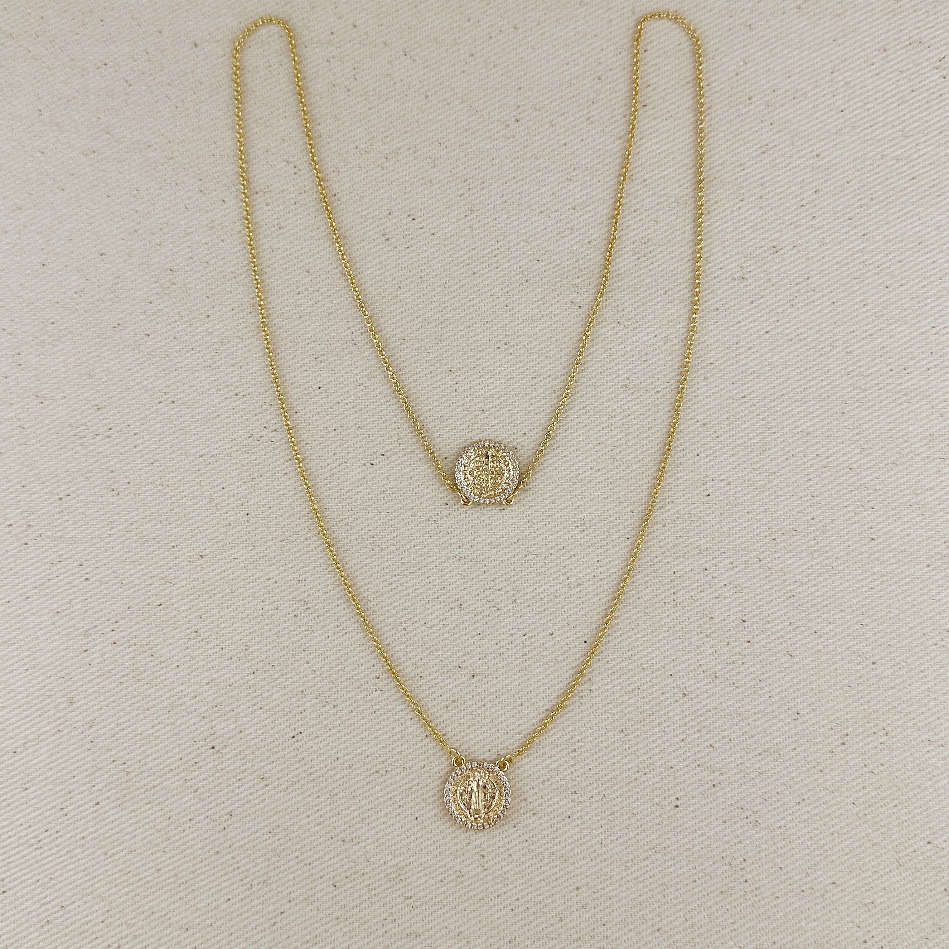 Mondsee 18k Gold Filled Saint Benedict Scapular Necklace | 18k Gold Filled Jewelry