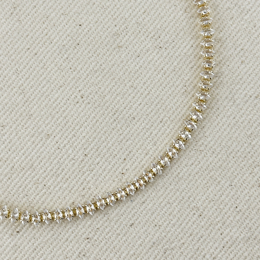 Mondsee 18k Gold Filled 4mm Marquise Tennis Necklace | 18k Gold Filled Jewelry