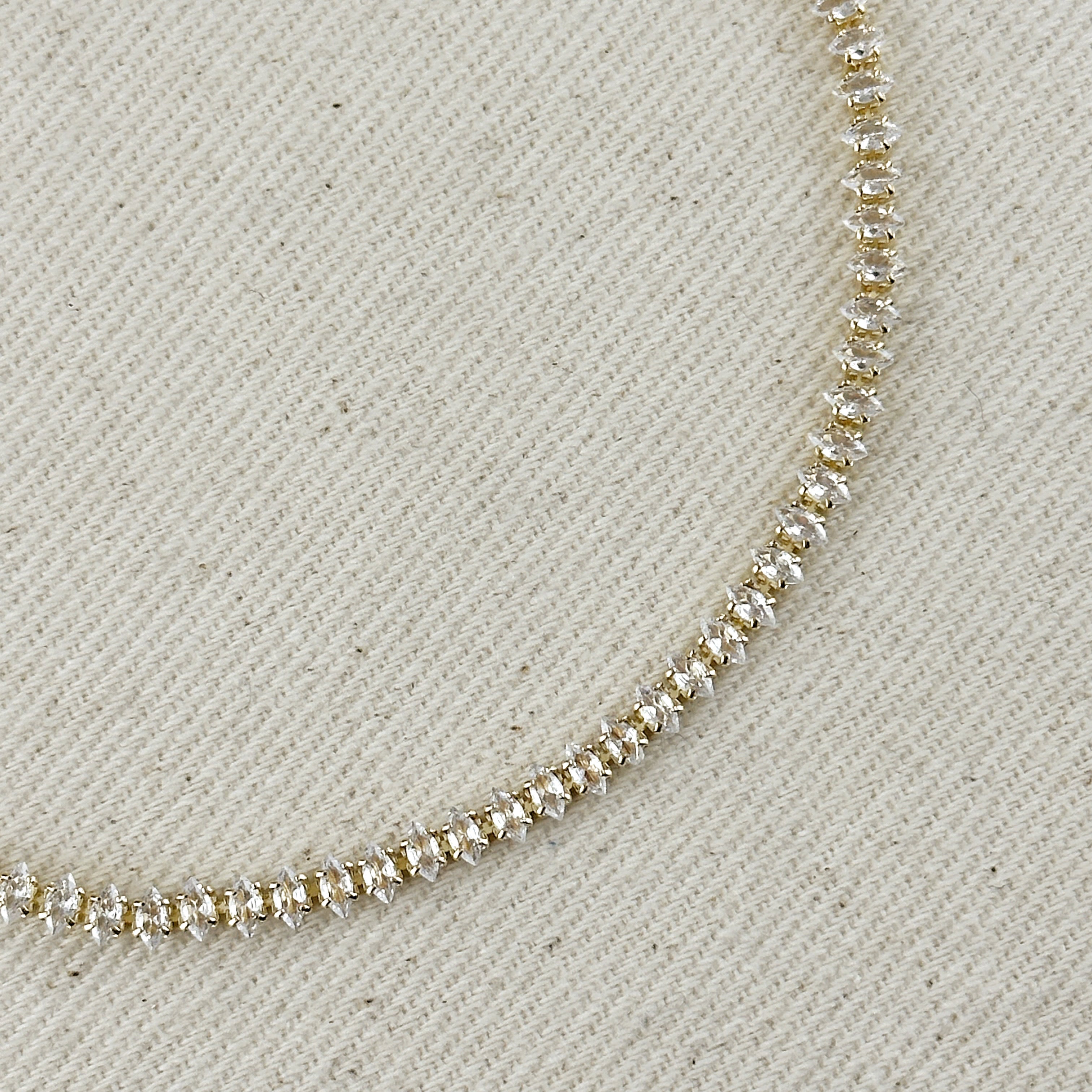 Mondsee 18k Gold Filled 4mm Marquise Tennis Necklace | 18k Gold Filled Jewelry