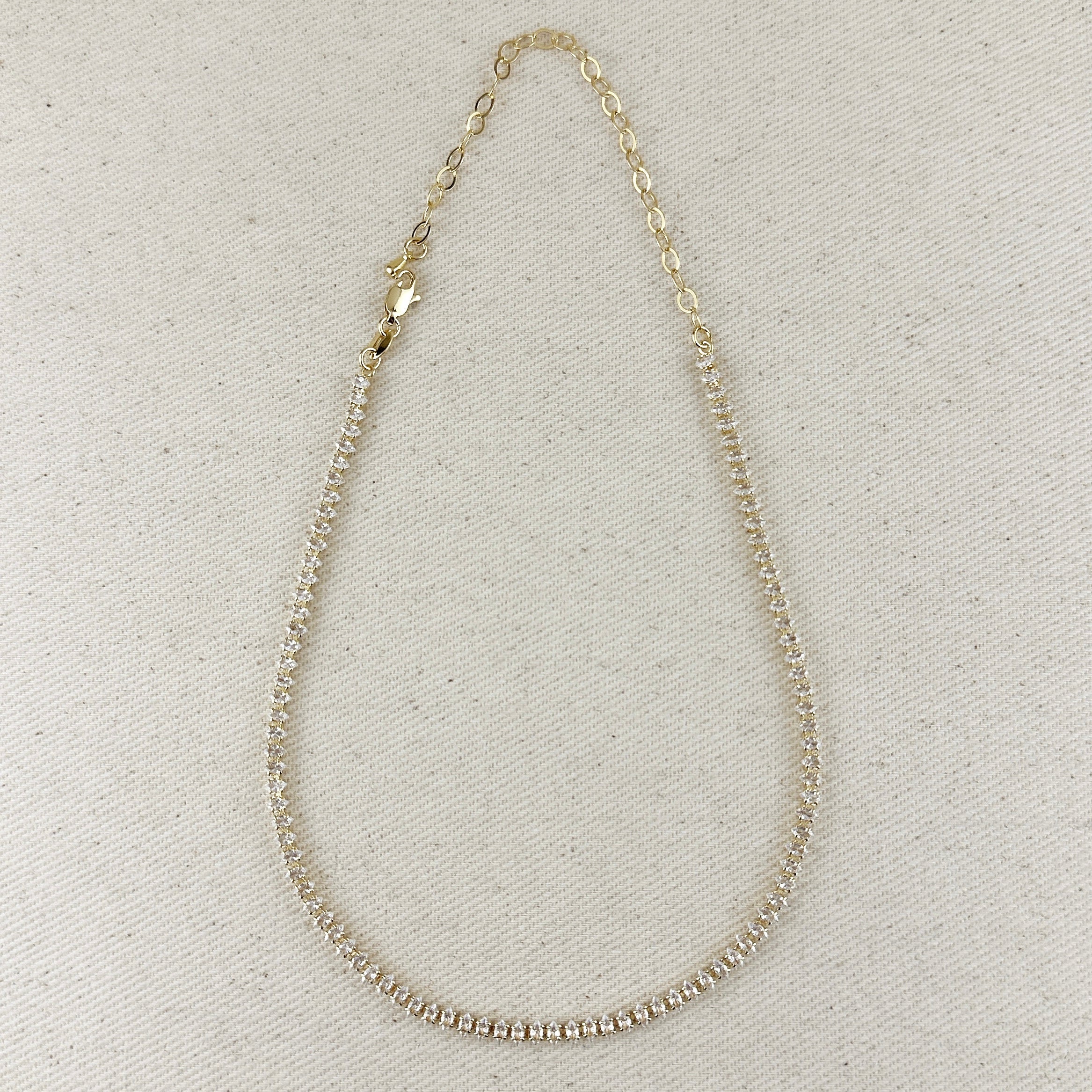 Mondsee 18k Gold Filled 4mm Marquise Tennis Necklace | 18k Gold Filled Jewelry