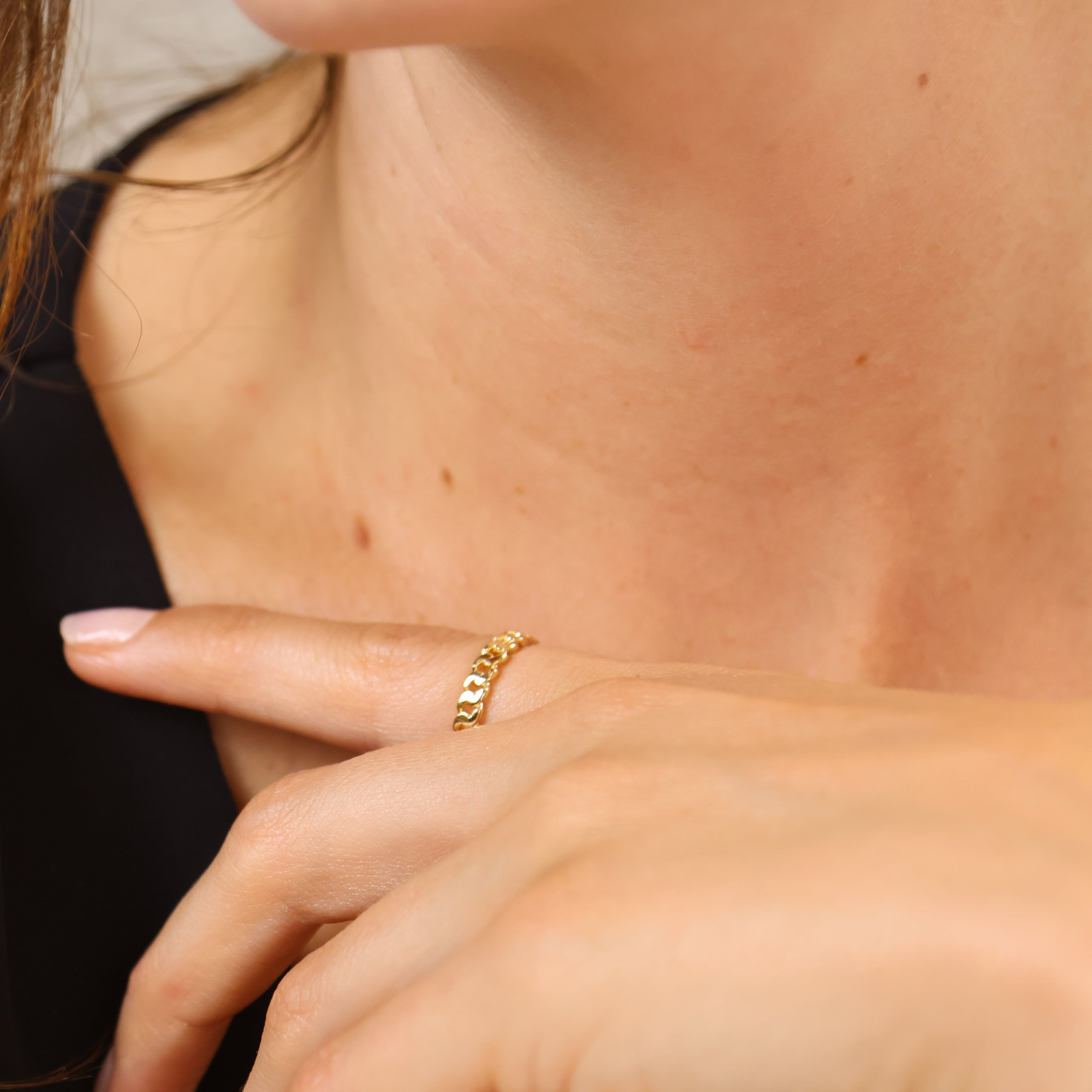 Mondsee 18k Gold Filled 2.5mm Cuban Chain Ring | 18k Gold Filled Jewelry